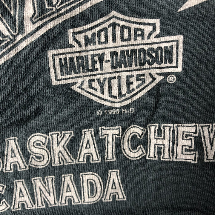 Vintage 90'S Harley-Davidson V-neck Motorcycle Long Sleeve T-Shirt, Made in USA, Men's Size Medium cotton Khaki type Vintage Second Hand