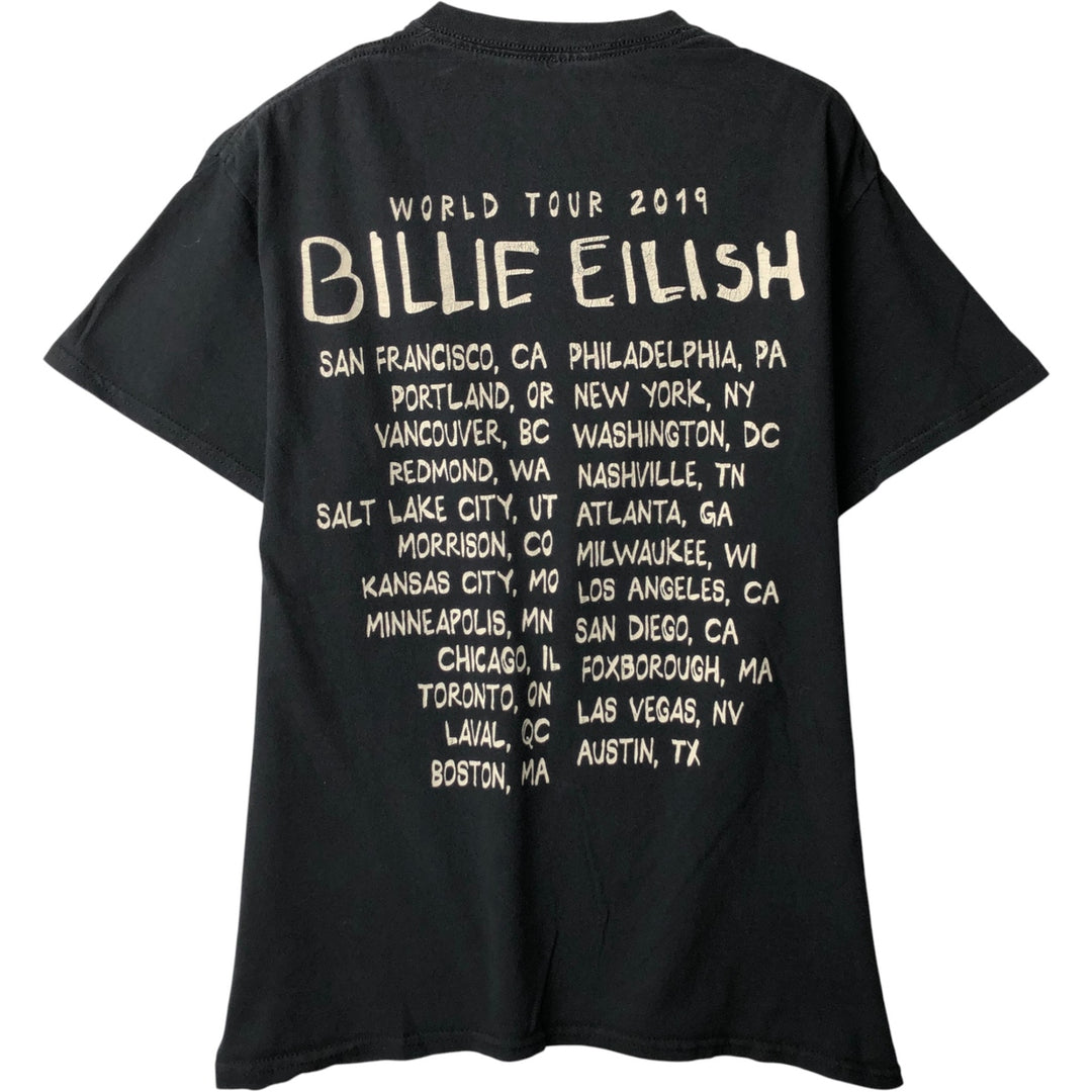 Billie Eilish Band T-shirt, Men's M size cotton black type Vintage Second Hand