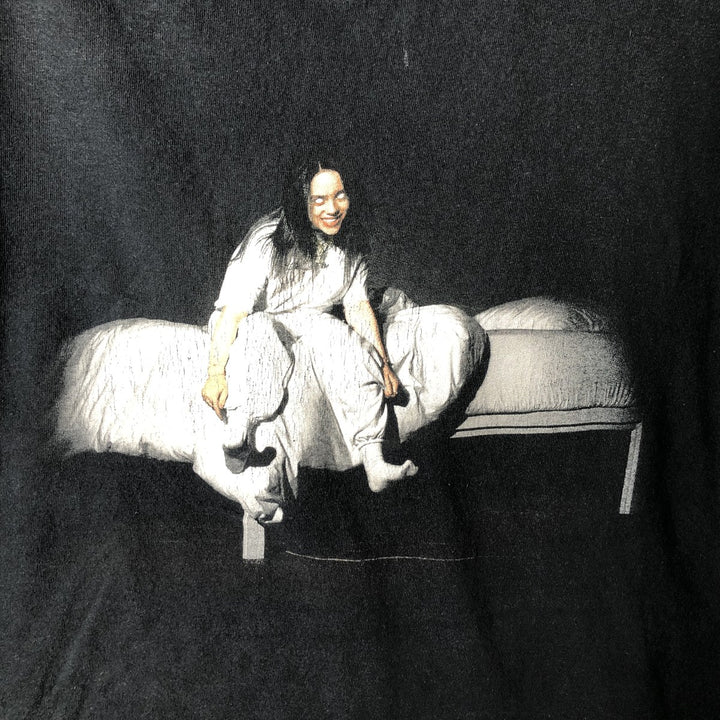 Billie Eilish Band T-shirt, Men's M size cotton black type Vintage Second Hand