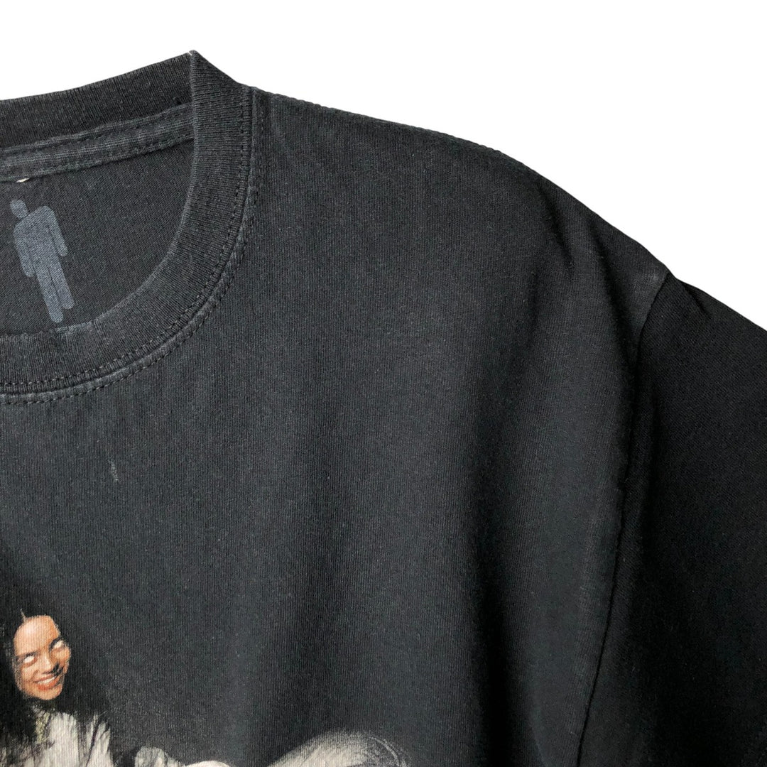 Billie Eilish Band T-shirt, Men's M size cotton black type Vintage Second Hand