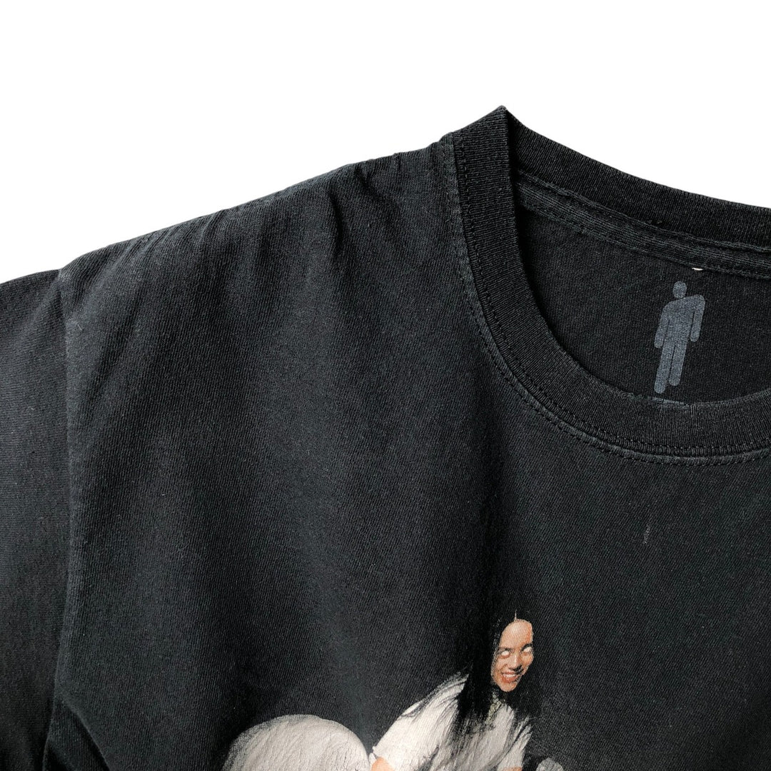 Billie Eilish Band T-shirt, Men's M size cotton black type Vintage Second Hand