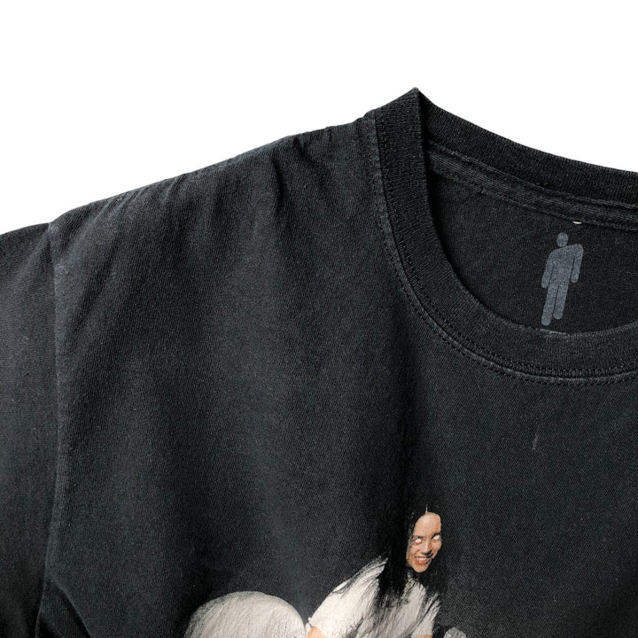 Billie Eilish Band T-shirt, Men's M size cotton black type Vintage Second Hand
