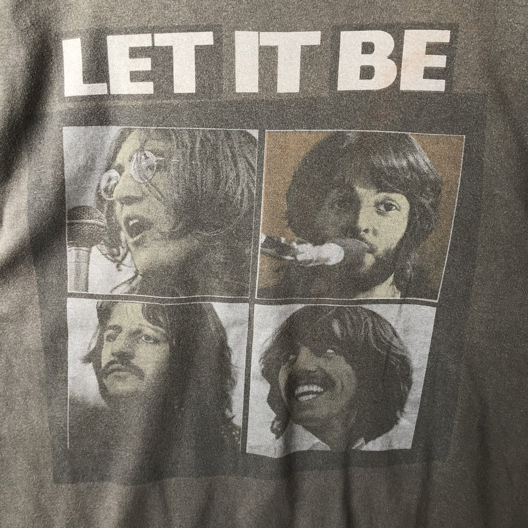00's THE BEATLES Band T-shirt, Band T, Men's L size cotton Charcoal Vintage Second Hand