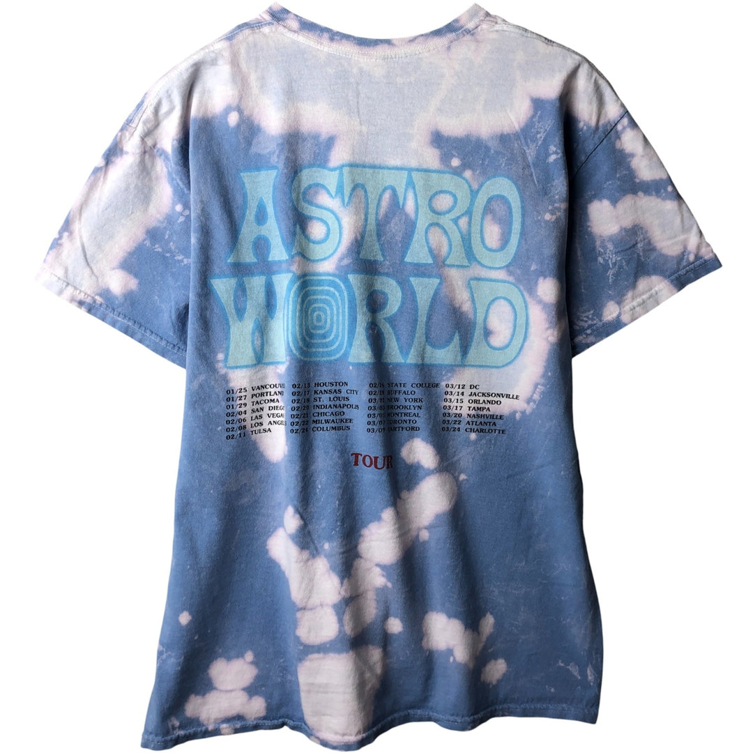 ASTRO WORLD Astroworld Tie-Dye Pattern Rap T-Shirt, Men's Size Medium cotton Blue type light blue Vintage Second Hand