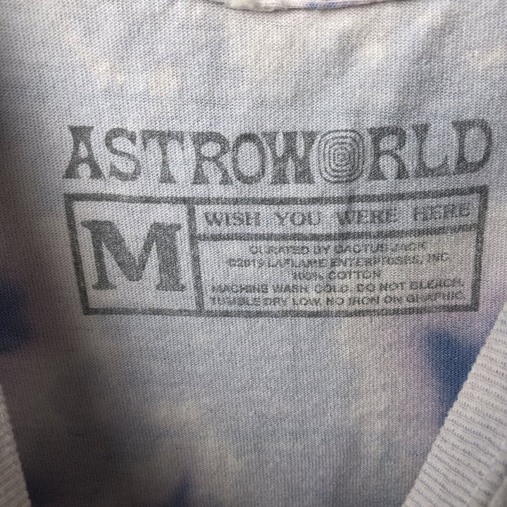 ASTRO WORLD Astroworld Tie-Dye Pattern Rap T-Shirt, Men's Size Medium cotton Blue type light blue Vintage Second Hand