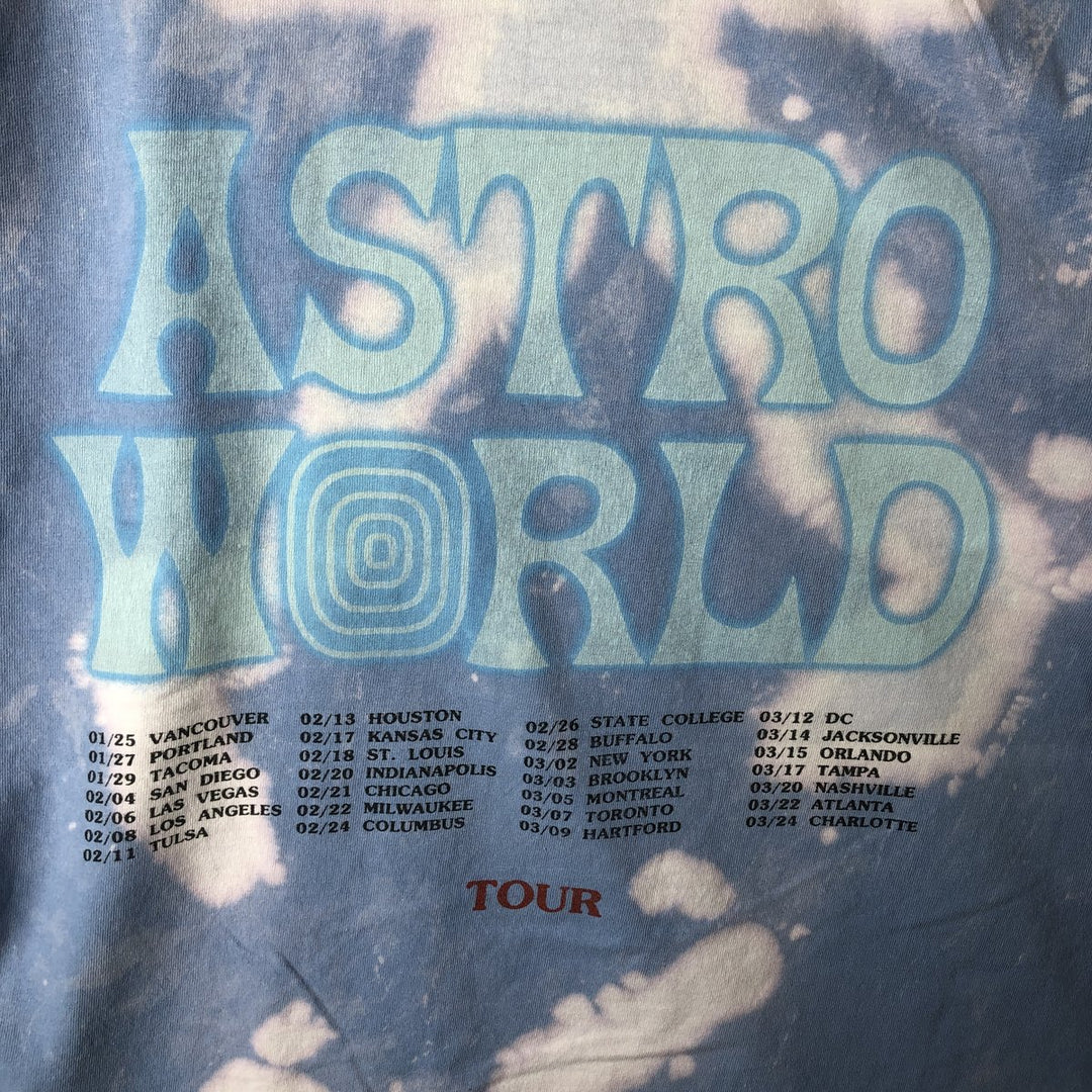 ASTRO WORLD Astroworld Tie-Dye Pattern Rap T-Shirt, Men's Size Medium cotton Blue type light blue Vintage Second Hand