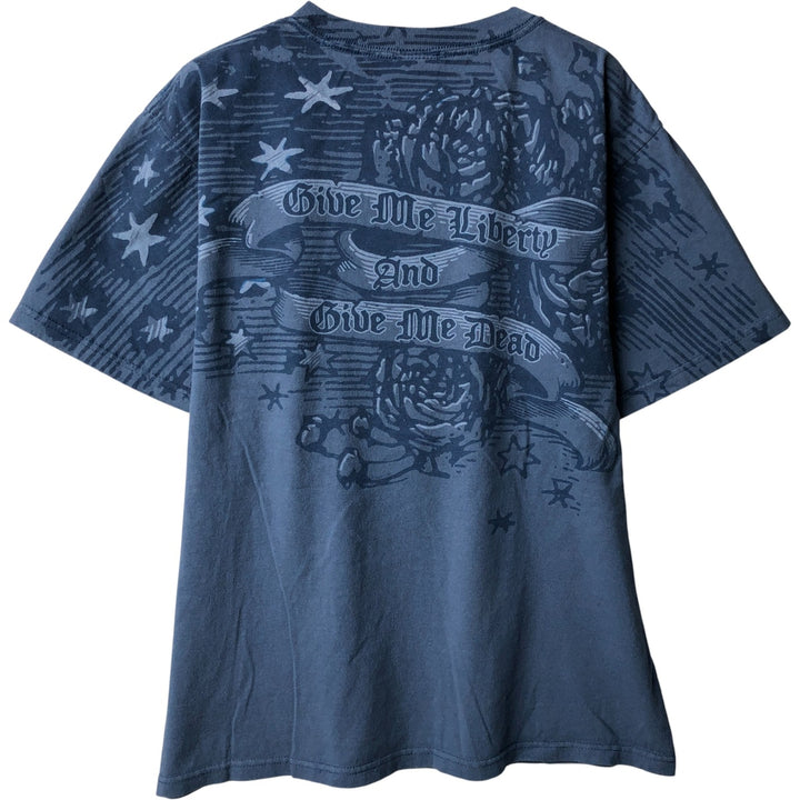 Grateful Dead Skull Pattern All-Over Print Band T-Shirt, Men's Size Medium cotton blue type Vintage Second Hand