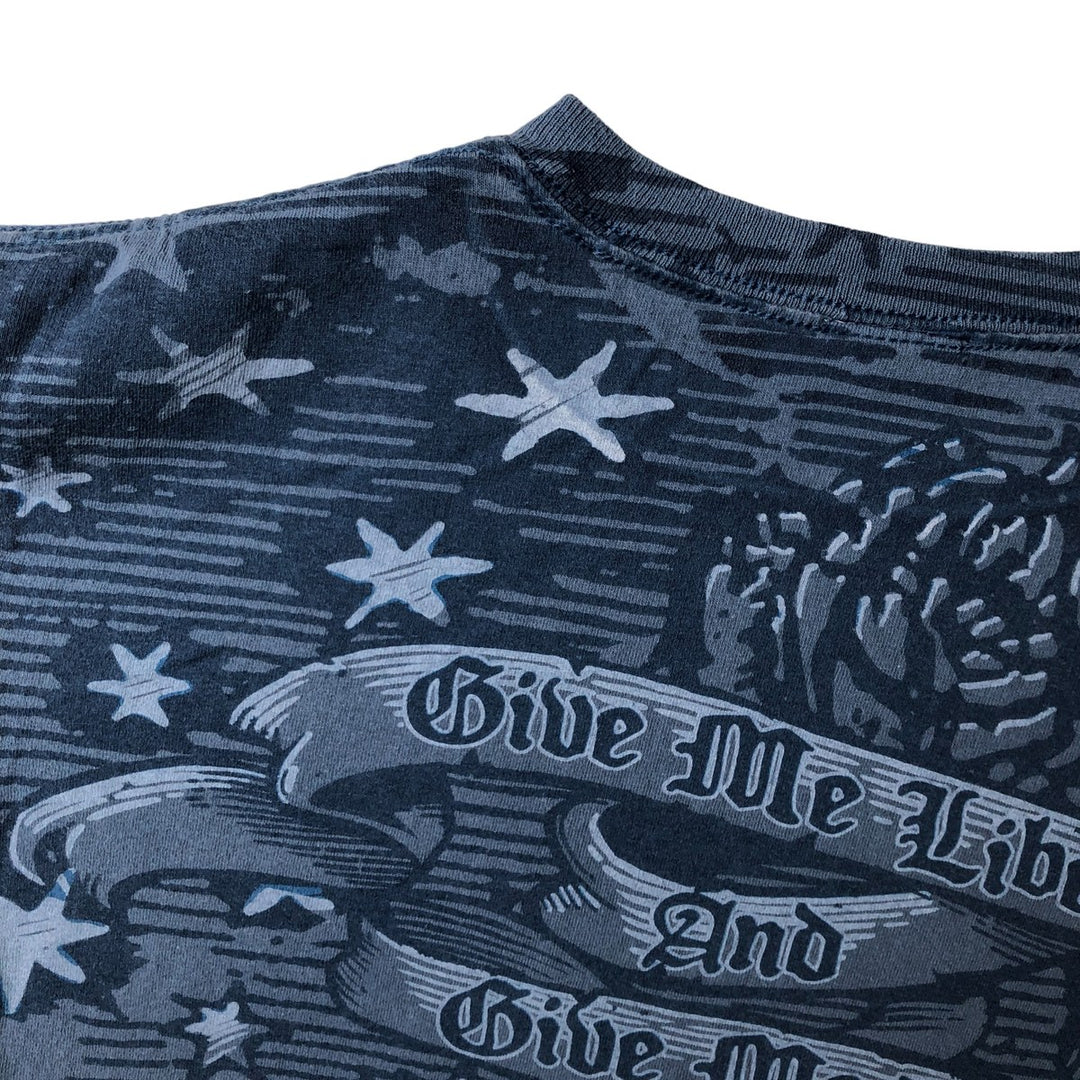 Grateful Dead Skull Pattern All-Over Print Band T-Shirt, Men's Size Medium cotton blue type Vintage Second Hand