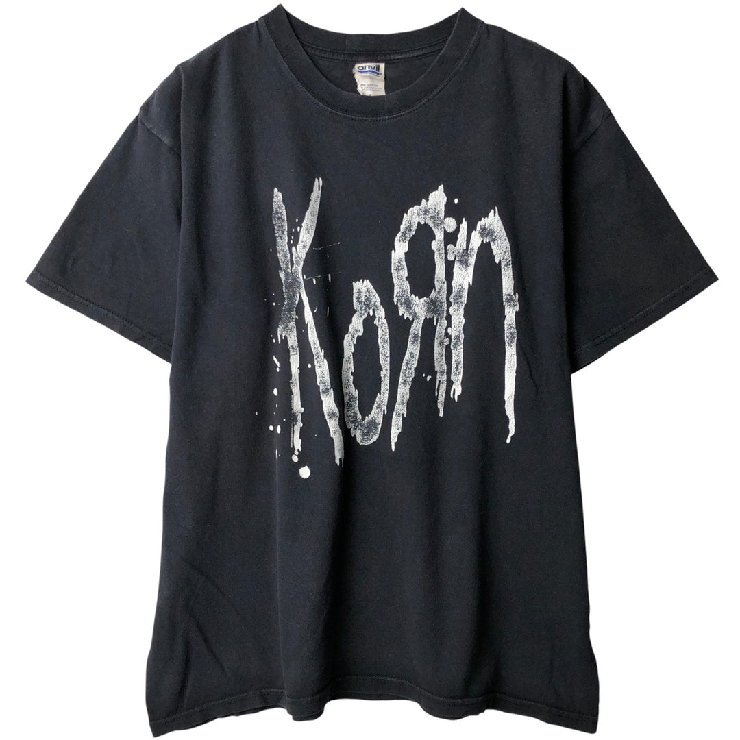 00'S Anvil KORN band T-shirt, men's size L cotton black type Vintage Second Hand