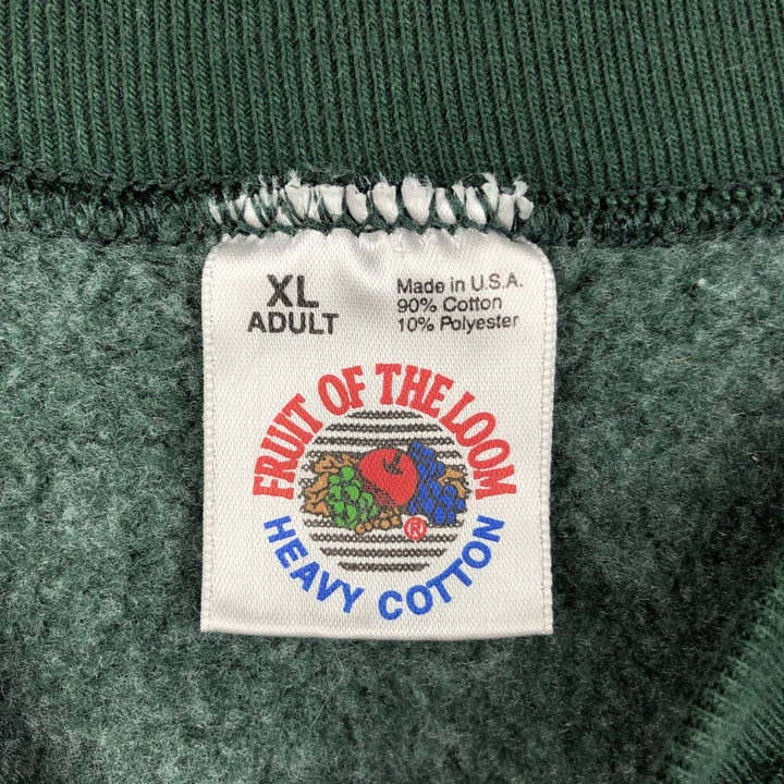 Vintage 90'S Fruit of the Loom Heavy Cotton Print Sweatshirt, Made in USA, Men's Size XL cotton Green type dark green Vintage Second Hand