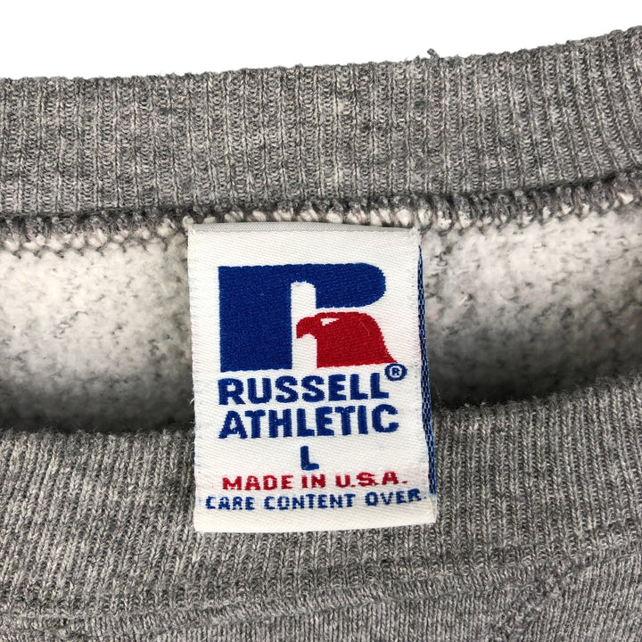 90'S Russell Broadway Video Advertising Sweatshirt, Made in USA, Men's Size Large, Vintage polyester gray type Vintage Second Hand
