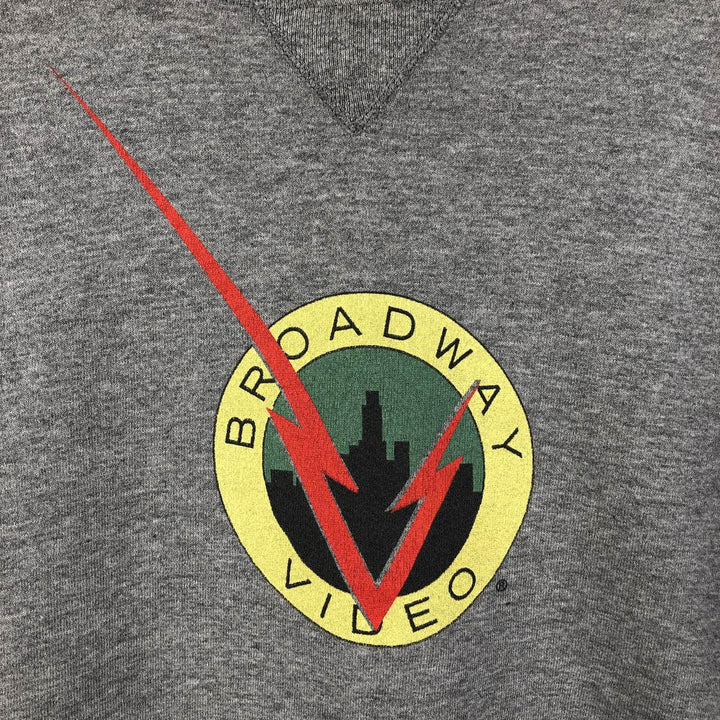 90'S Russell Broadway Video Advertising Sweatshirt, Made in USA, Men's Size Large, Vintage polyester gray type Vintage Second Hand