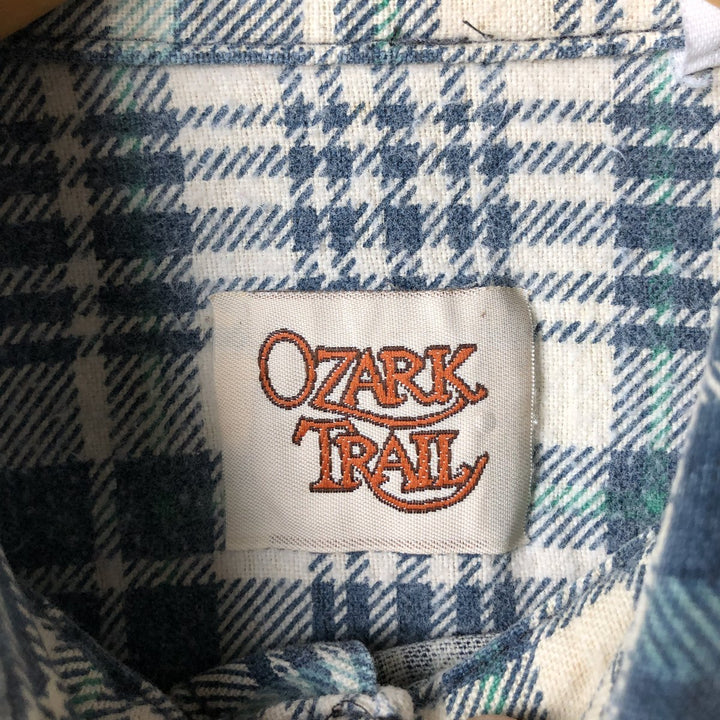 90'S Vintage OZARK TRAIL Long Sleeve Printed Flannel Check Shirt, Men's Size L unclear green type Vintage Second Hand