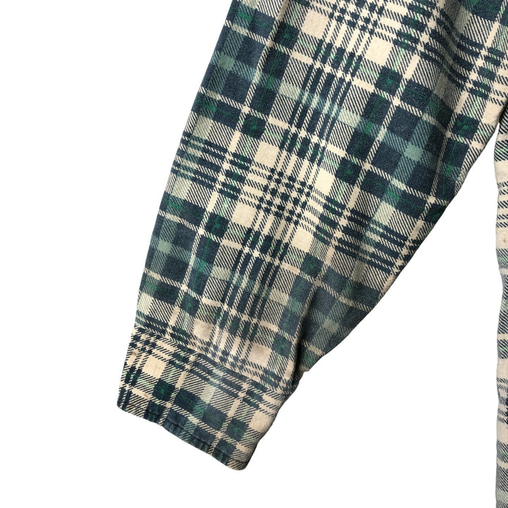 90'S Vintage OZARK TRAIL Long Sleeve Printed Flannel Check Shirt, Men's Size L unclear green type Vintage Second Hand