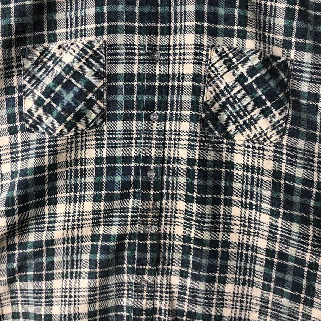 90'S Vintage OZARK TRAIL Long Sleeve Printed Flannel Check Shirt, Men's Size L unclear green type Vintage Second Hand