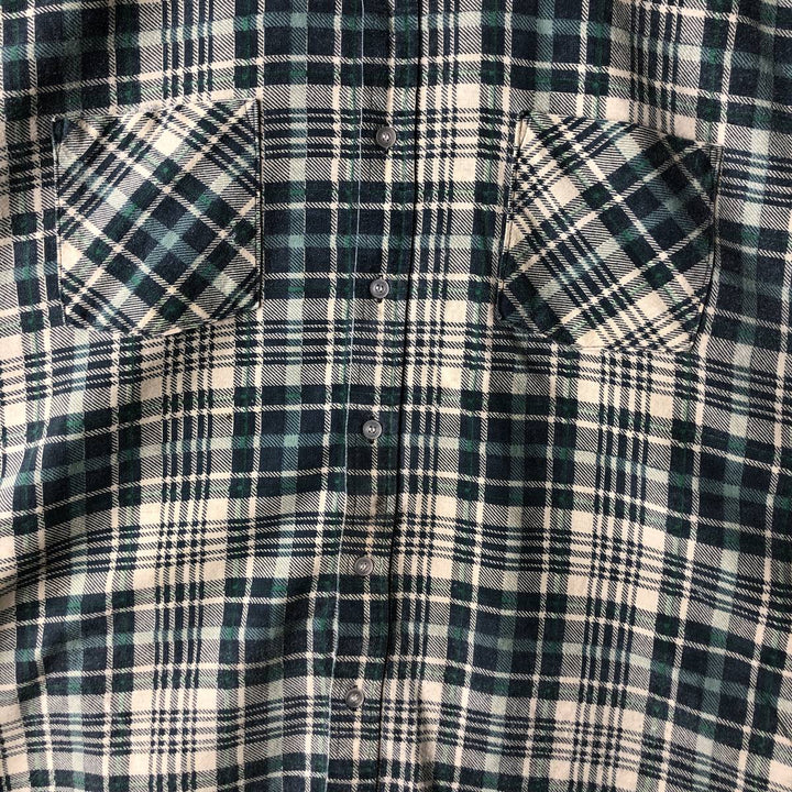90'S Vintage OZARK TRAIL Long Sleeve Printed Flannel Check Shirt, Men's Size L unclear green type Vintage Second Hand