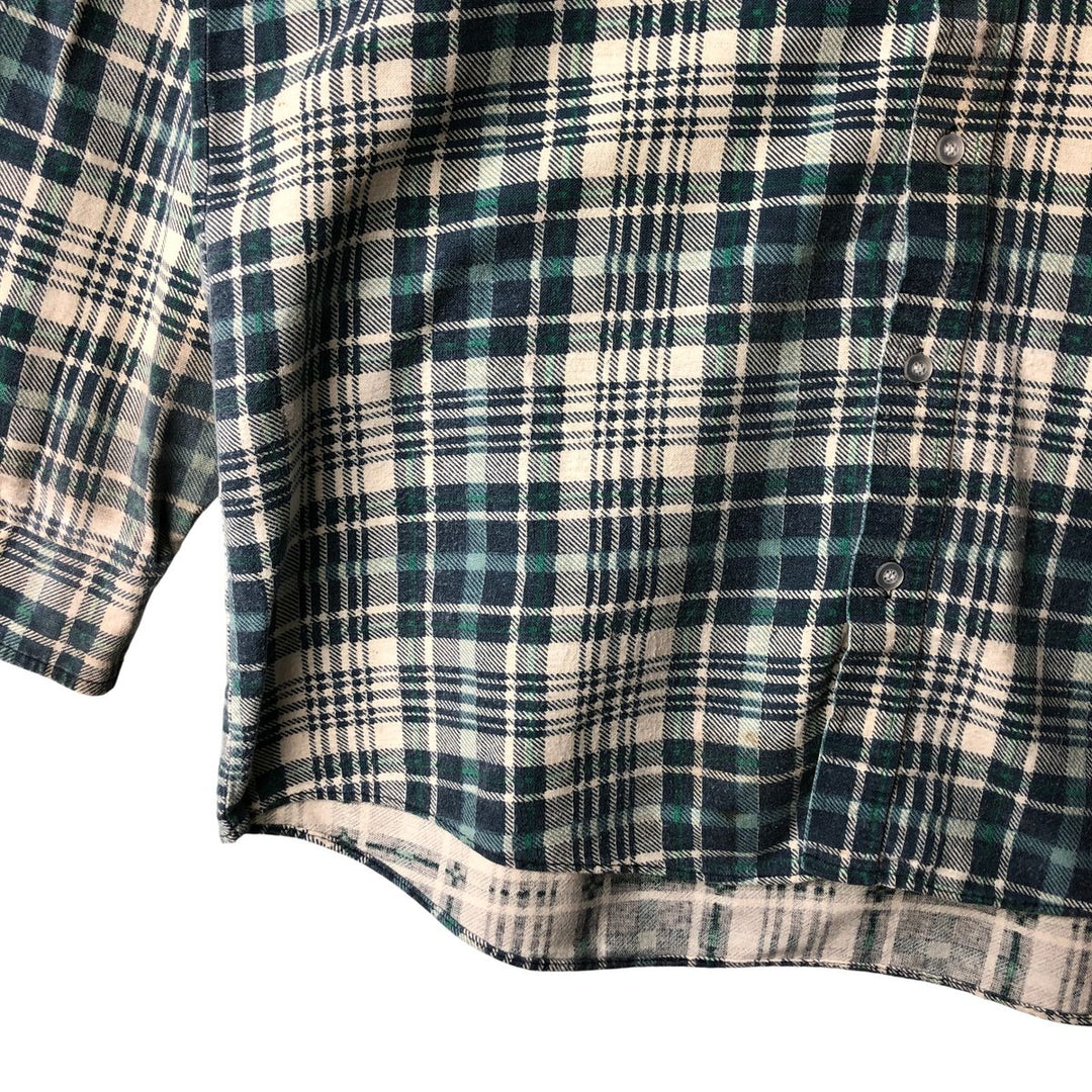 90'S Vintage OZARK TRAIL Long Sleeve Printed Flannel Check Shirt, Men's Size L unclear green type Vintage Second Hand