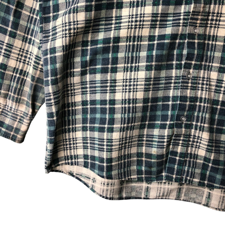 90'S Vintage OZARK TRAIL Long Sleeve Printed Flannel Check Shirt, Men's Size L unclear green type Vintage Second Hand