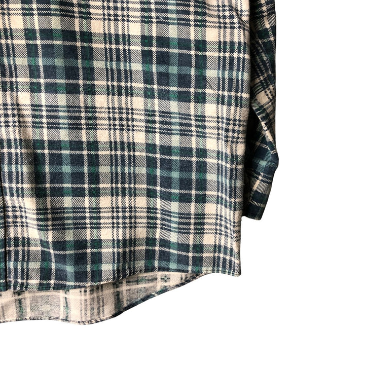 90'S Vintage OZARK TRAIL Long Sleeve Printed Flannel Check Shirt, Men's Size L unclear green type Vintage Second Hand