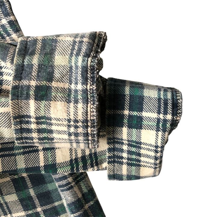 90'S Vintage OZARK TRAIL Long Sleeve Printed Flannel Check Shirt, Men's Size L unclear green type Vintage Second Hand
