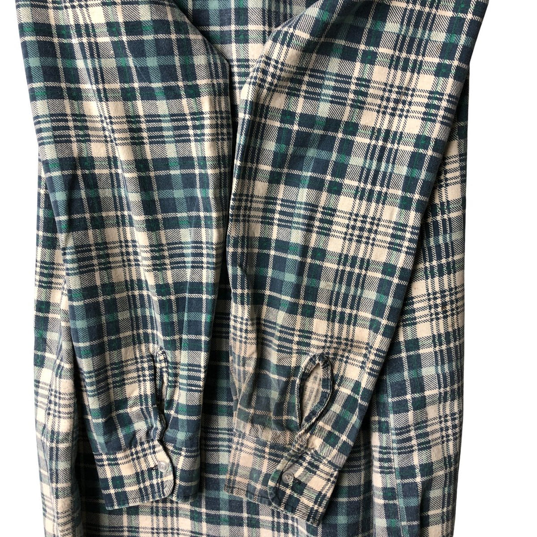 90'S Vintage OZARK TRAIL Long Sleeve Printed Flannel Check Shirt, Men's Size L unclear green type Vintage Second Hand