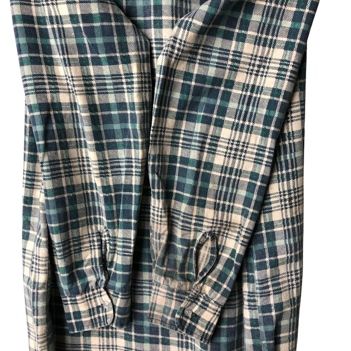 90'S Vintage OZARK TRAIL Long Sleeve Printed Flannel Check Shirt, Men's Size L unclear green type Vintage Second Hand