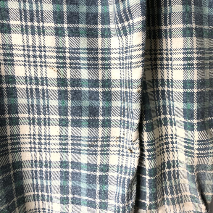 90'S Vintage OZARK TRAIL Long Sleeve Printed Flannel Check Shirt, Men's Size L unclear green type Vintage Second Hand