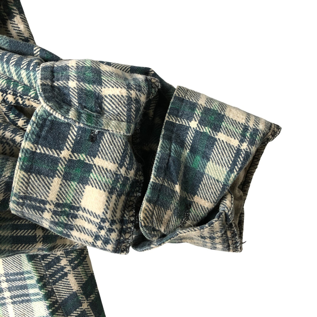 90'S Vintage OZARK TRAIL Long Sleeve Printed Flannel Check Shirt, Men's Size L unclear green type Vintage Second Hand