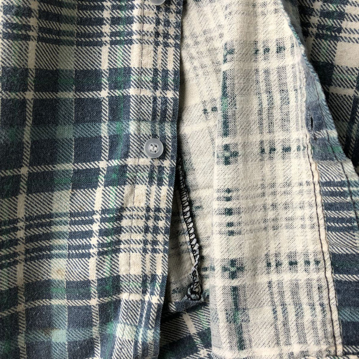 90'S Vintage OZARK TRAIL Long Sleeve Printed Flannel Check Shirt, Men's Size L unclear green type Vintage Second Hand