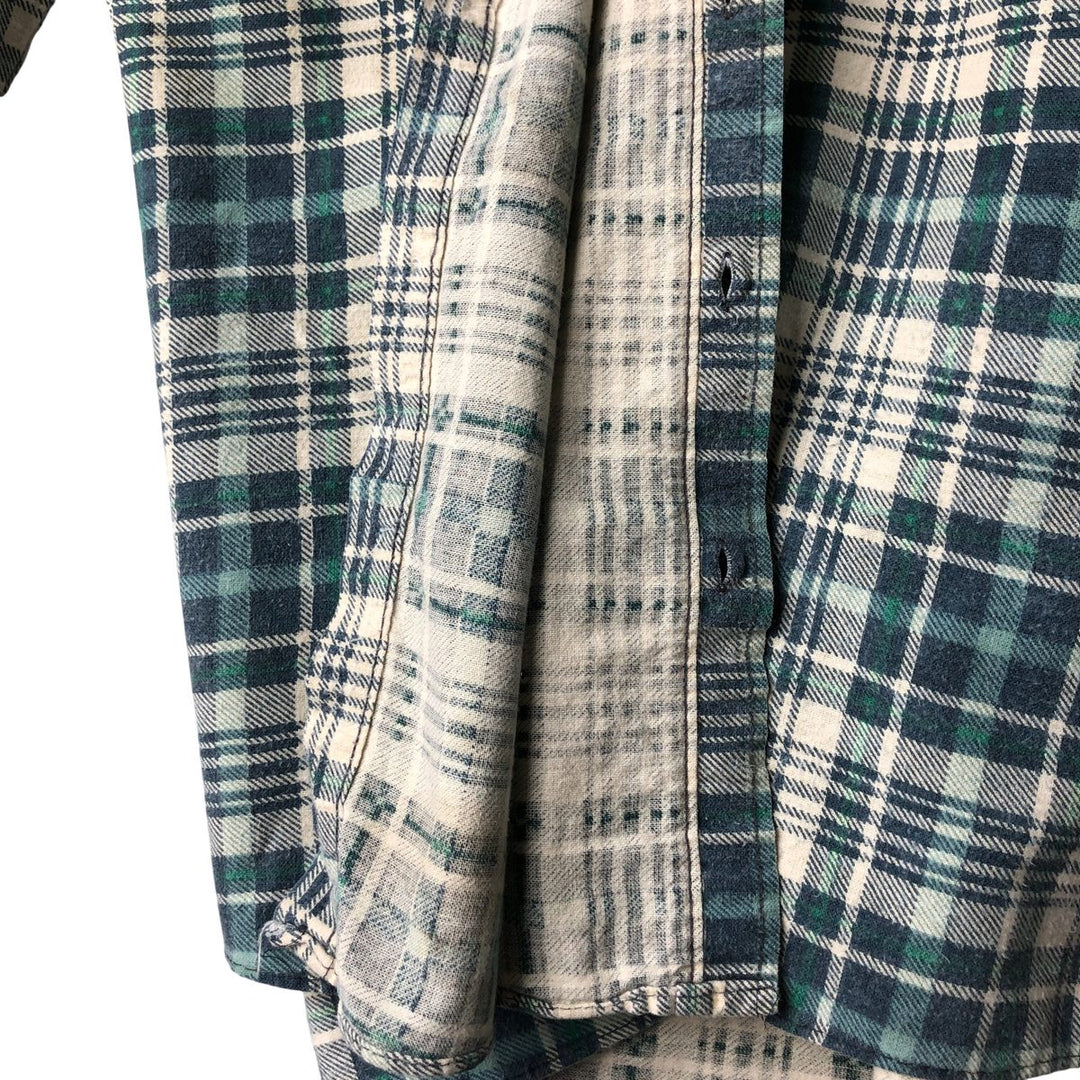 90'S Vintage OZARK TRAIL Long Sleeve Printed Flannel Check Shirt, Men's Size L unclear green type Vintage Second Hand