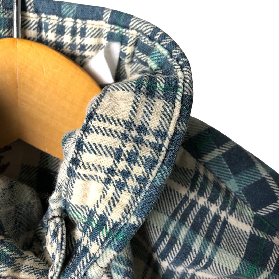 90'S Vintage OZARK TRAIL Long Sleeve Printed Flannel Check Shirt, Men's Size L unclear green type Vintage Second Hand