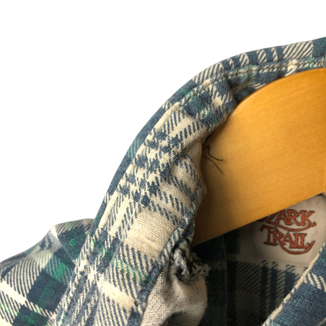 90'S Vintage OZARK TRAIL Long Sleeve Printed Flannel Check Shirt, Men's Size L unclear green type Vintage Second Hand