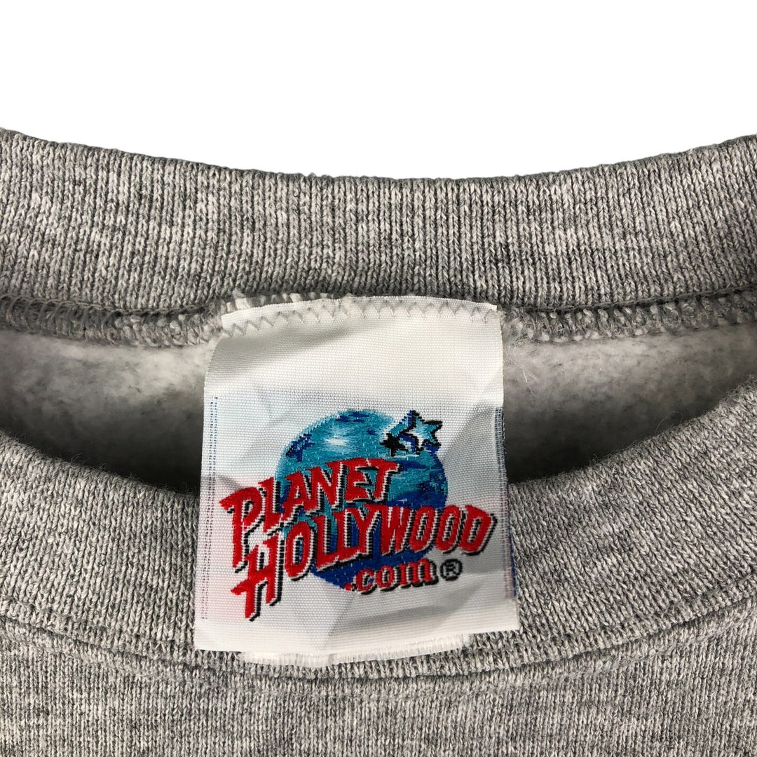 Vintage 90'S Planet Hollywood Advertising Sweatshirt, Made in USA, Men's Size Medium unclear gray type Vintage Second Hand