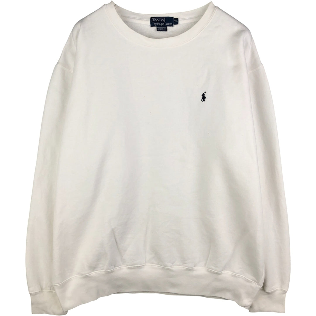 Ralph Lauren POLO by Ralph Lauren One Point Logo Sweatshirt Trainer Men's XL cotton white type Vintage Second Hand