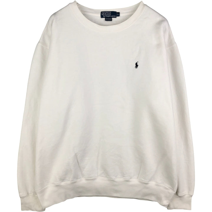 Ralph Lauren POLO by Ralph Lauren One Point Logo Sweatshirt Trainer Men's XL cotton white type Vintage Second Hand