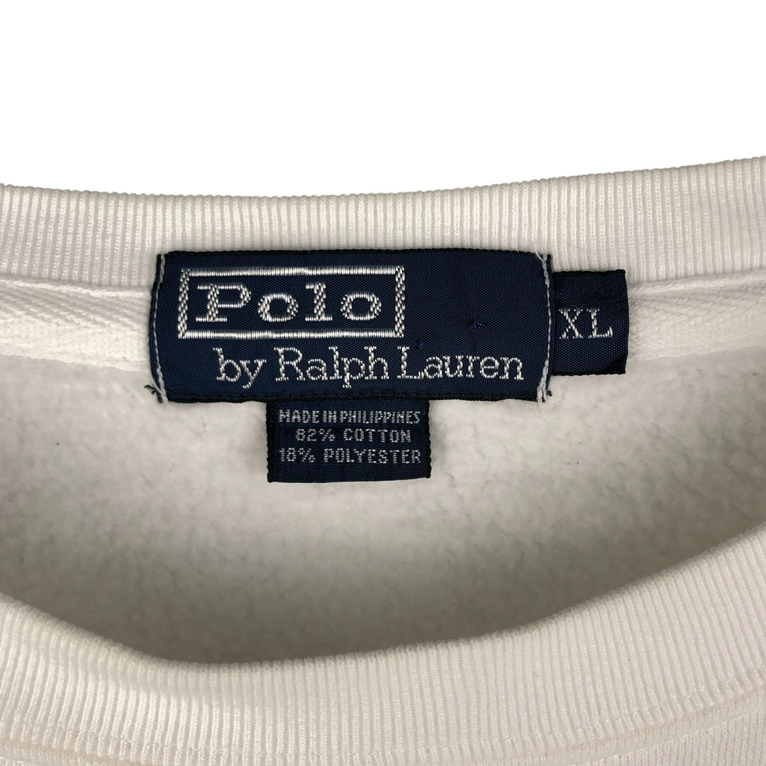 Ralph Lauren POLO by Ralph Lauren One Point Logo Sweatshirt Trainer Men's XL cotton white type Vintage Second Hand