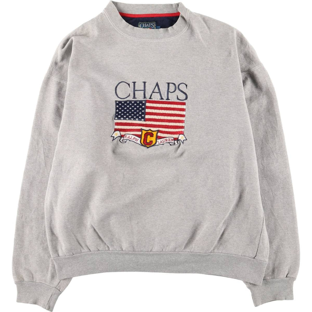 Vintage 1980'S Ralph Lauren CHAPS Stars and Stripes sweatshirt, size L, men's cotton gray type Vintage Second Hand