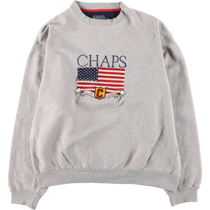 Vintage 1980'S Ralph Lauren CHAPS Stars and Stripes sweatshirt, size L, men's cotton gray type Vintage Second Hand