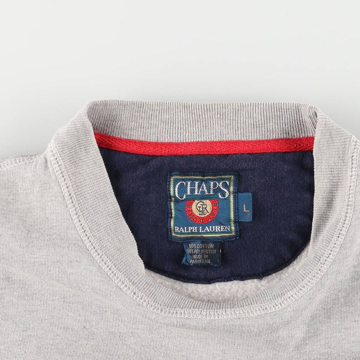 Vintage 1980'S Ralph Lauren CHAPS Stars and Stripes sweatshirt, size L, men's cotton gray type Vintage Second Hand