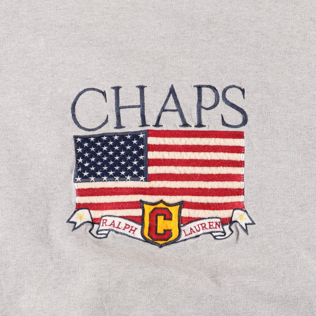 Vintage 1980'S Ralph Lauren CHAPS Stars and Stripes sweatshirt, size L, men's cotton gray type Vintage Second Hand