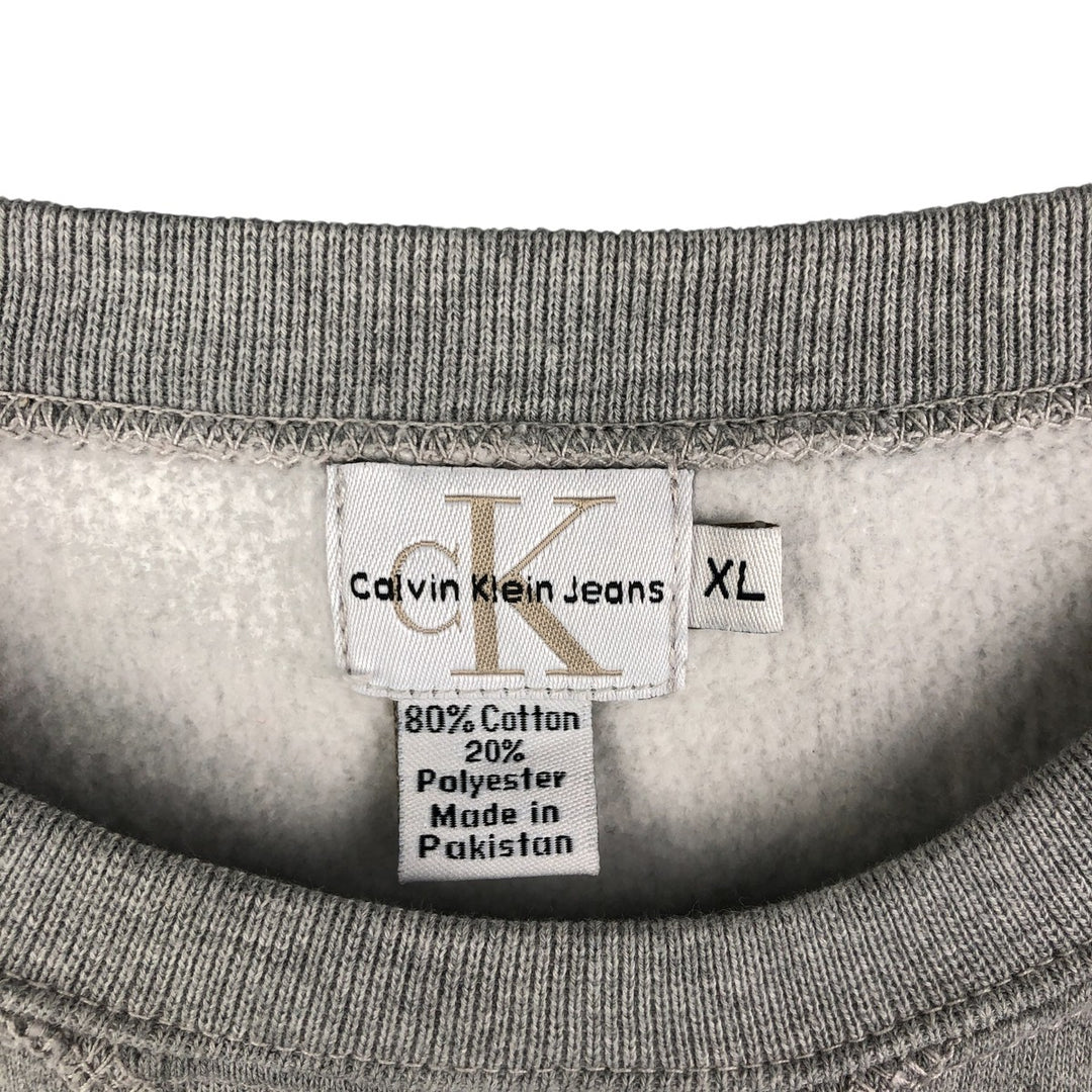 90'S Calvin Klein Jeans logo sweatshirt, men's size XL cotton gray type Vintage Second Hand