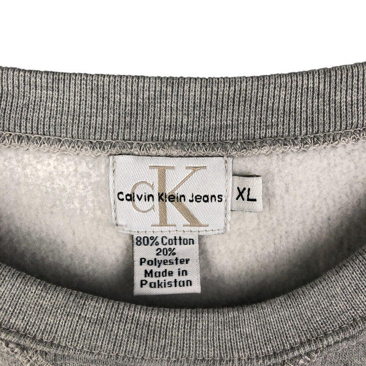 90'S Calvin Klein Jeans logo sweatshirt, men's size XL cotton gray type Vintage Second Hand