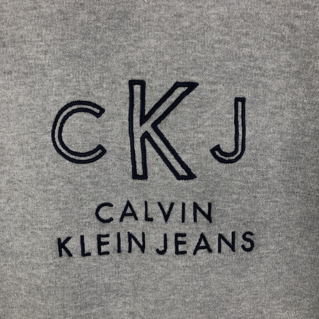 90'S Calvin Klein Jeans logo sweatshirt, men's size XL cotton gray type Vintage Second Hand