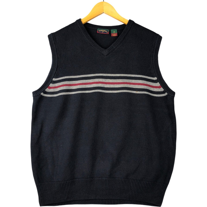 SADDLEBRED V-neck cotton knit vest, men's size L cotton navy blue type Vintage Second Hand