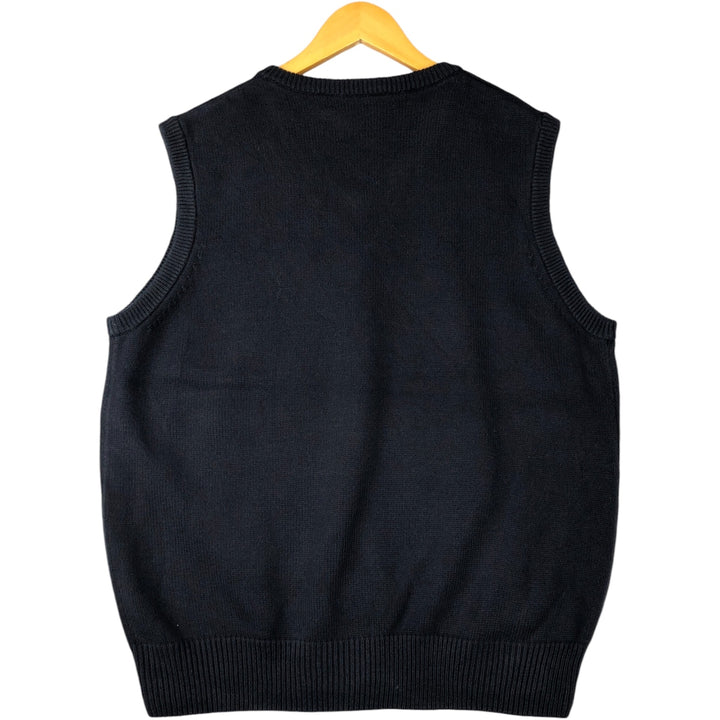 SADDLEBRED V-neck cotton knit vest, men's size L cotton navy blue type Vintage Second Hand