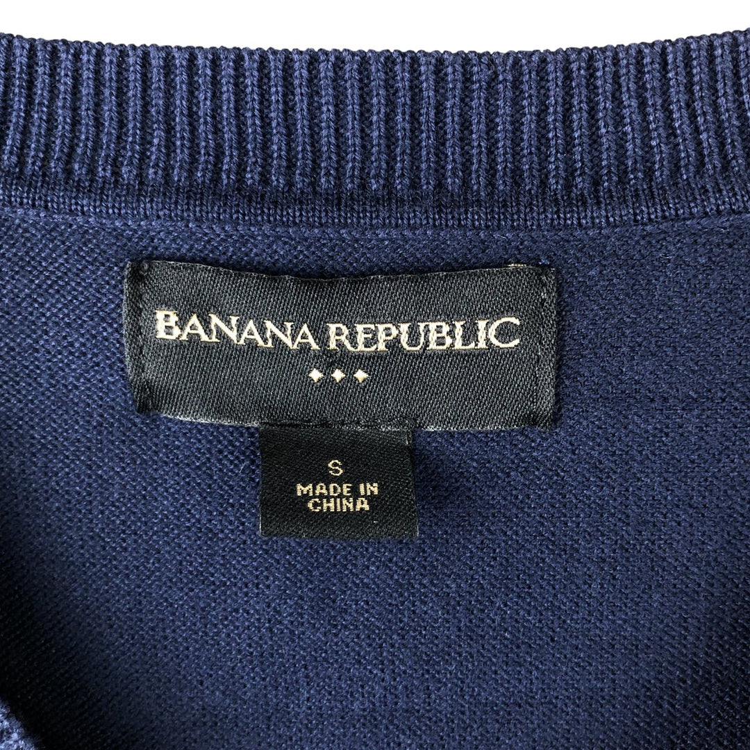 Banana Republic V-neck cotton knit vest, size S (men's) cotton navy blue type Vintage Second Hand