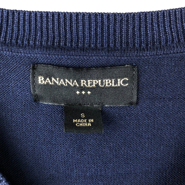 Banana Republic V-neck cotton knit vest, size S (men's) cotton navy blue type Vintage Second Hand