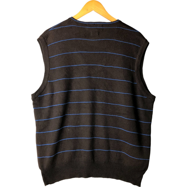 Ralph Lauren POLO GOLF striped V-neck knit vest, size M. cotton black type Vintage Second Hand