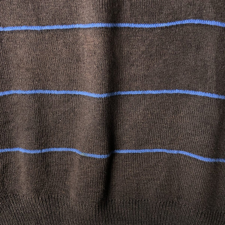 Ralph Lauren POLO GOLF striped V-neck knit vest, size M. cotton black type Vintage Second Hand