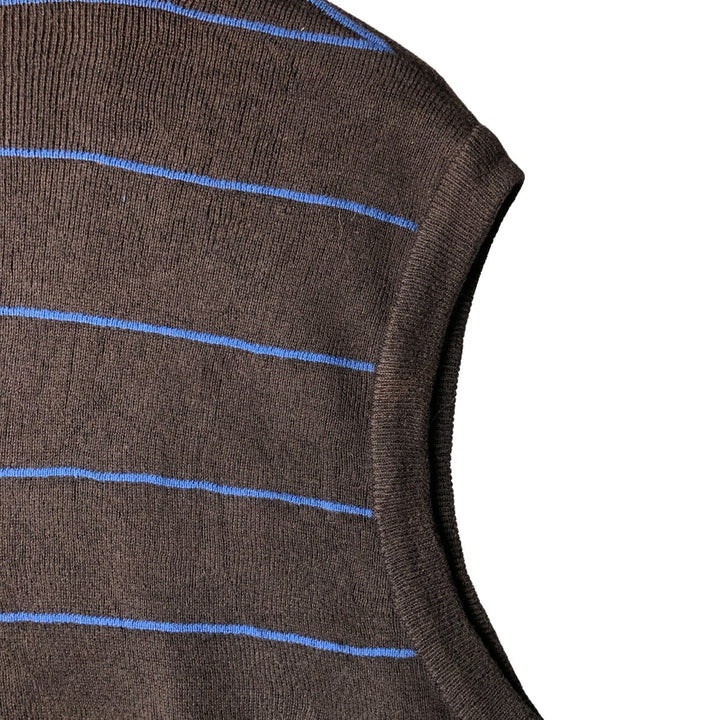Ralph Lauren POLO GOLF striped V-neck knit vest, size M. cotton black type Vintage Second Hand